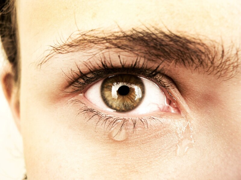close-up of a crying eye