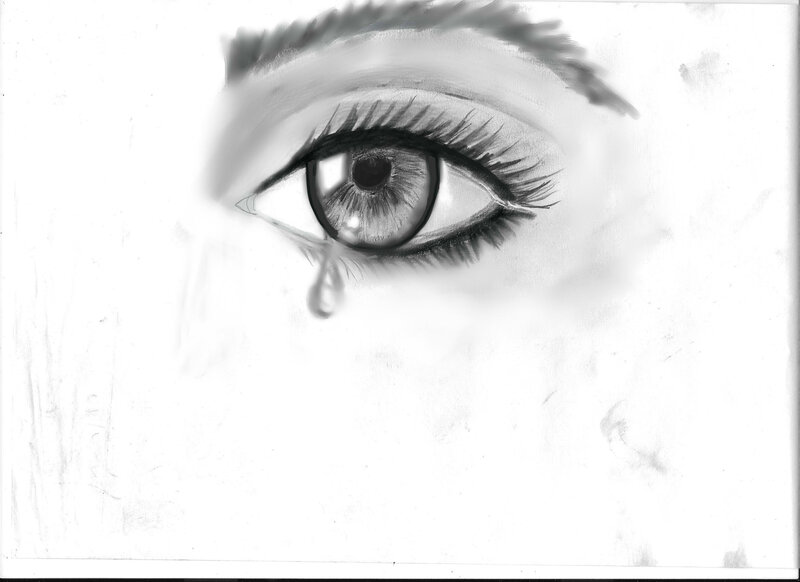 Close-up of a Crying Eye — Black, Dramatic, Illustration