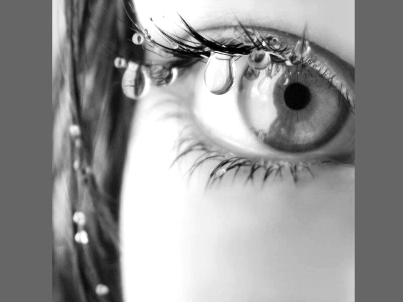 Close-up of a Crying Eye — Black, Dramatic, Photograph