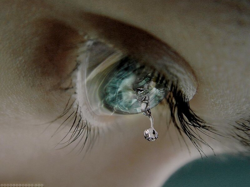Close-up of a Crying Eye — Blue, Dramatic