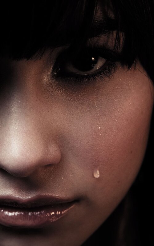 close-up of a crying woman
