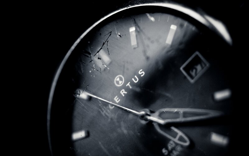 close-up of a damaged watch