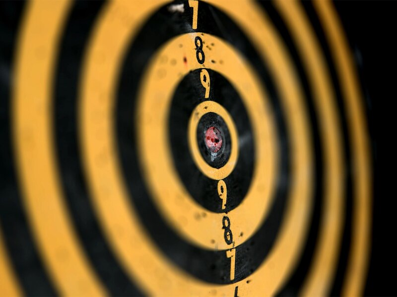 Close-up of a dartboard target