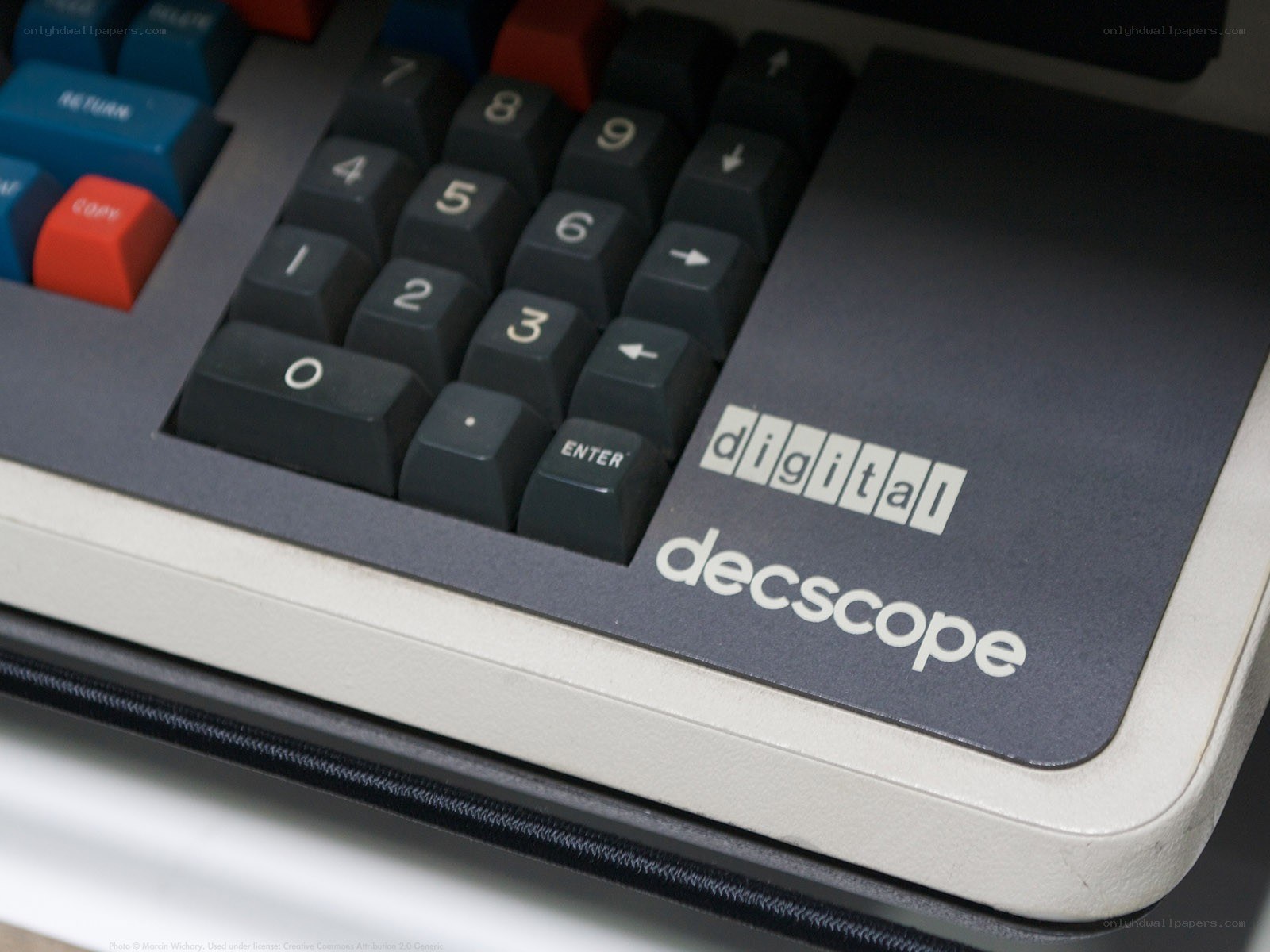 Close-up of a DECscope keyboard