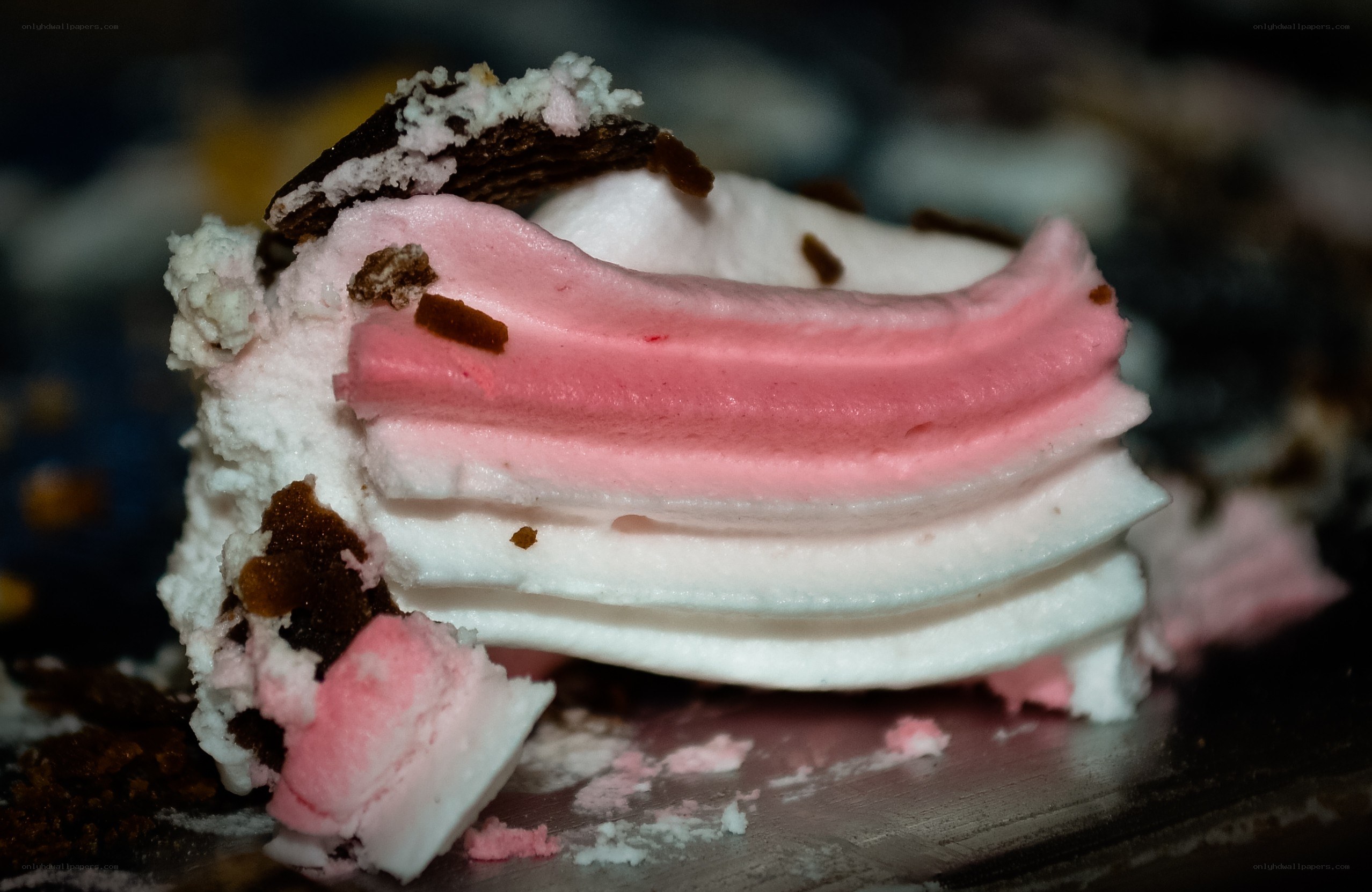 close-up of a dessert slice