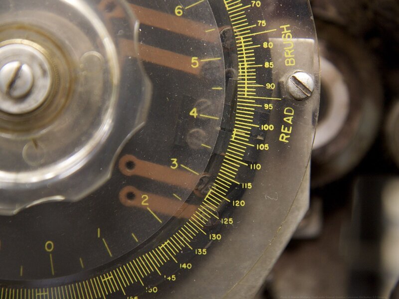 close-up of a dial gauge