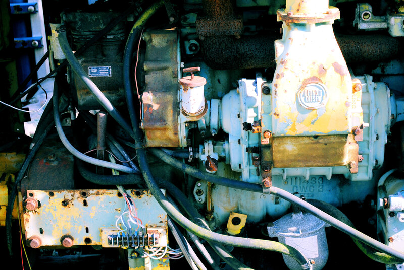 close-up of a diesel engine