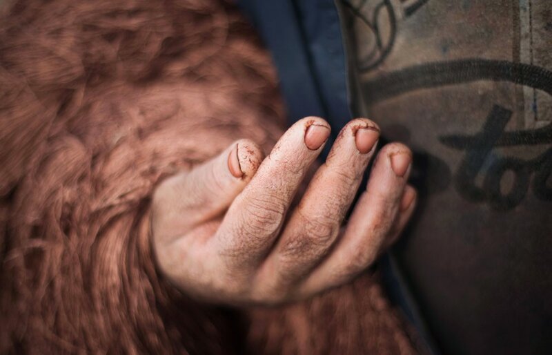 close-up of a dirty hand