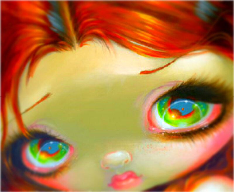 Close-up of a Doll's Face — Red