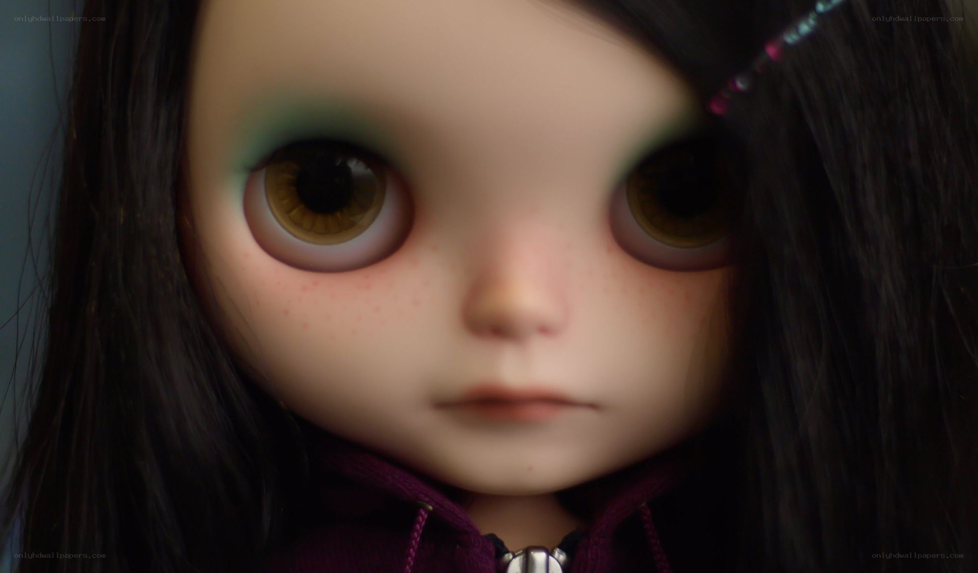 close-up of a doll's face