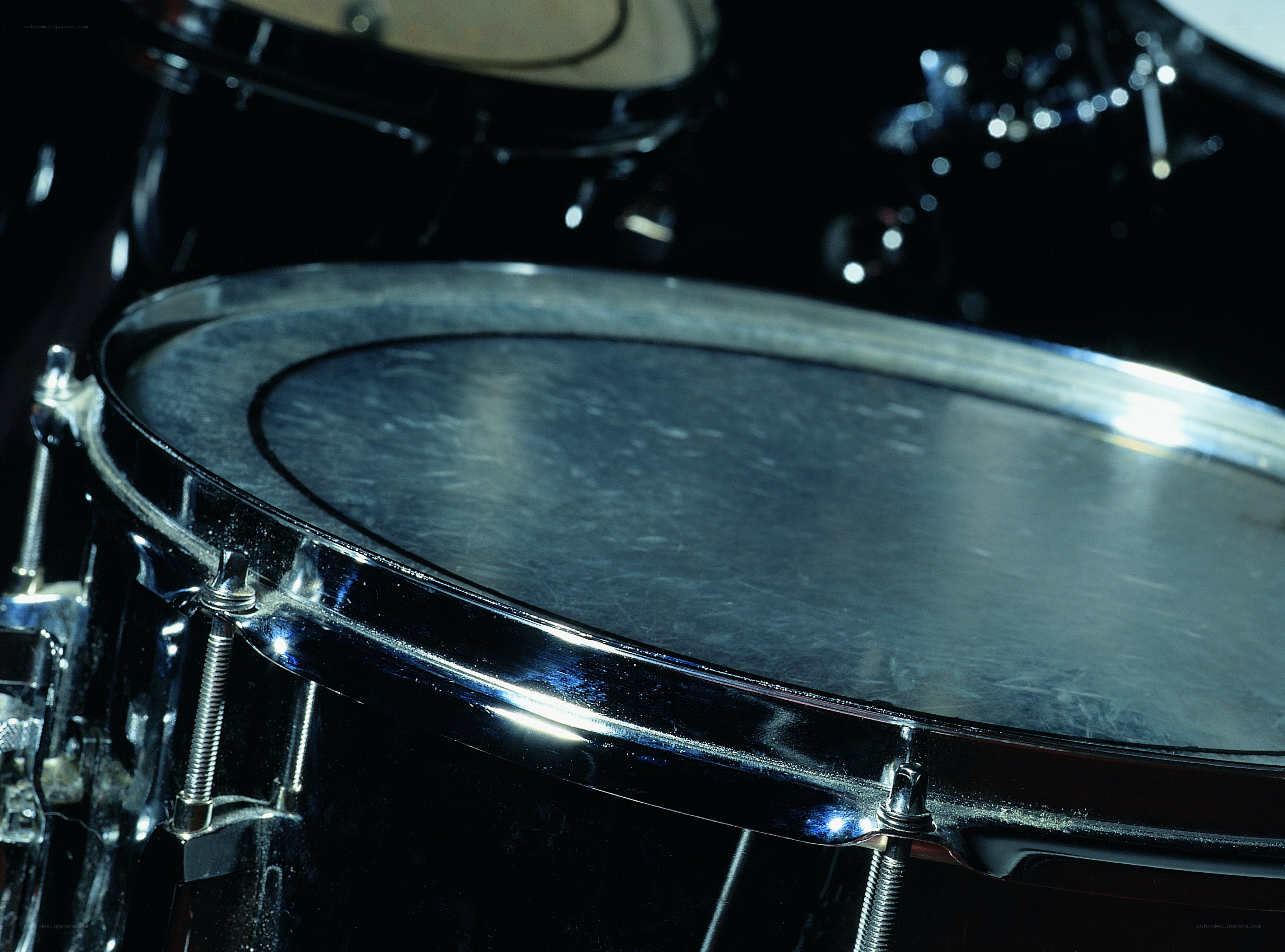 Close-up of a drum set