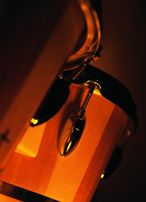 Close-up of a drum with warm lighting