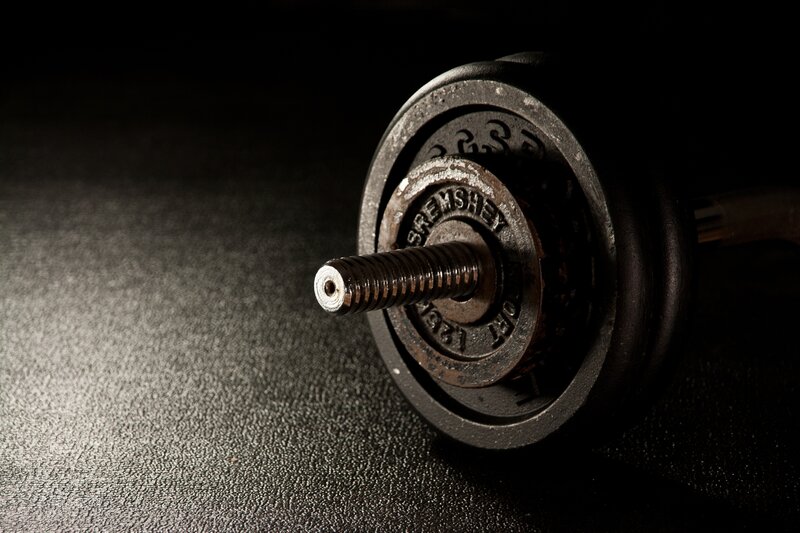 close-up of a dumbbell