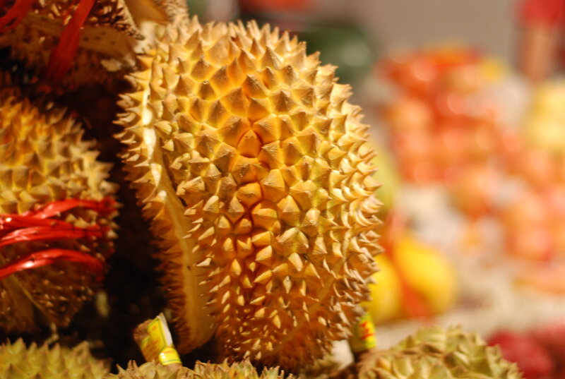 Close-up of a durian fruit