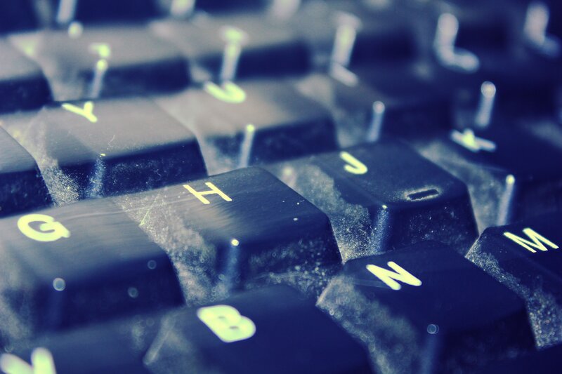 close-up of a dusty keyboard