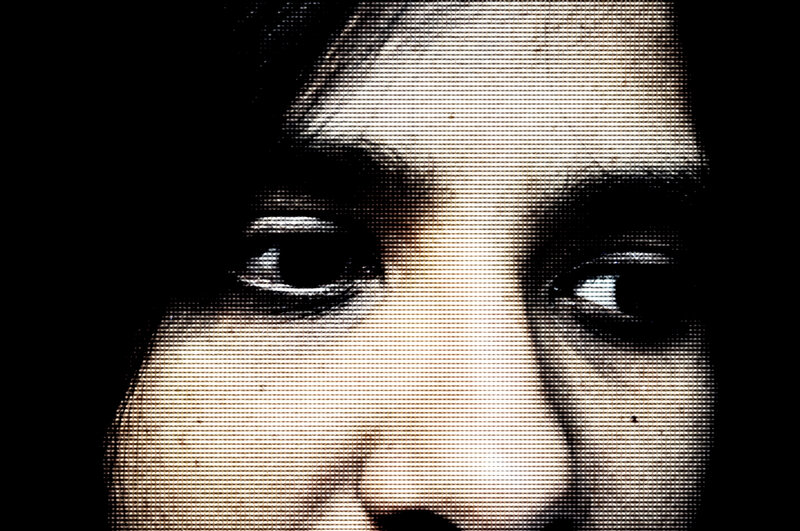 Close-up of a Face — Black, Dramatic, Photograph