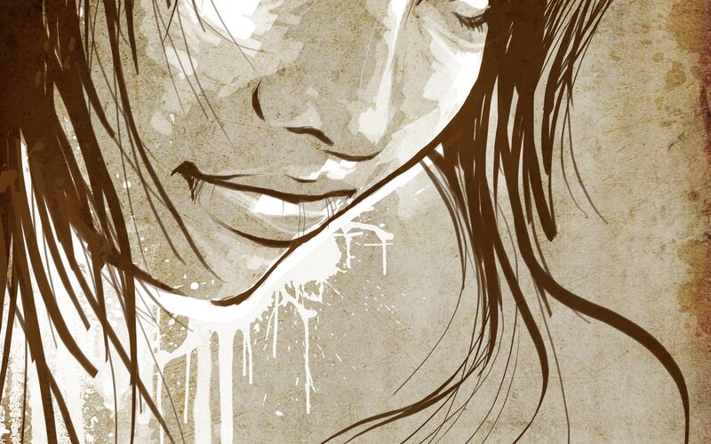 Close-up of a Face — Brown, Dramatic