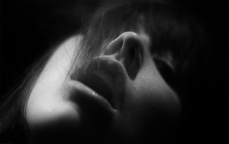 close-up of a face in shadow