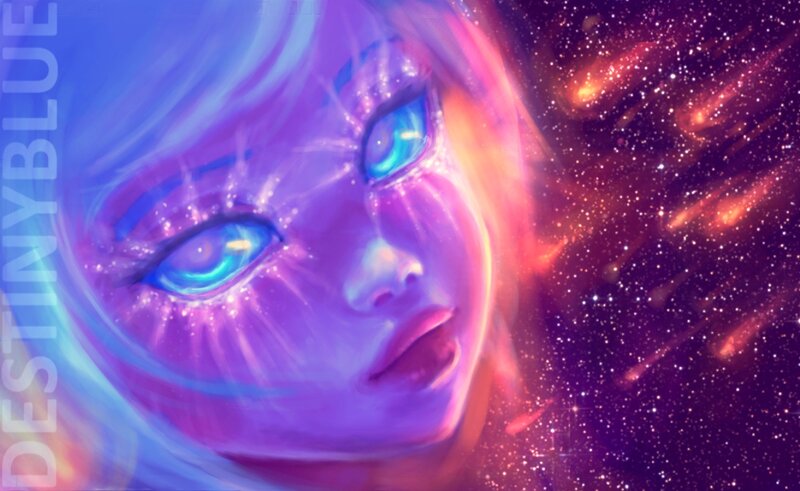 Close-up of a Face — Purple, Dreamy