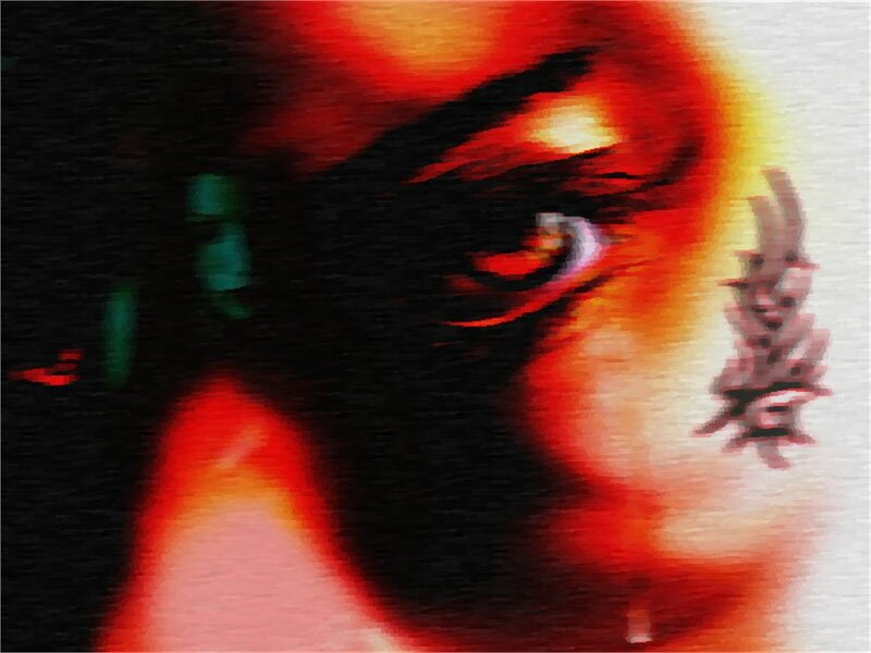 Close-up of a Face — Red, Dramatic