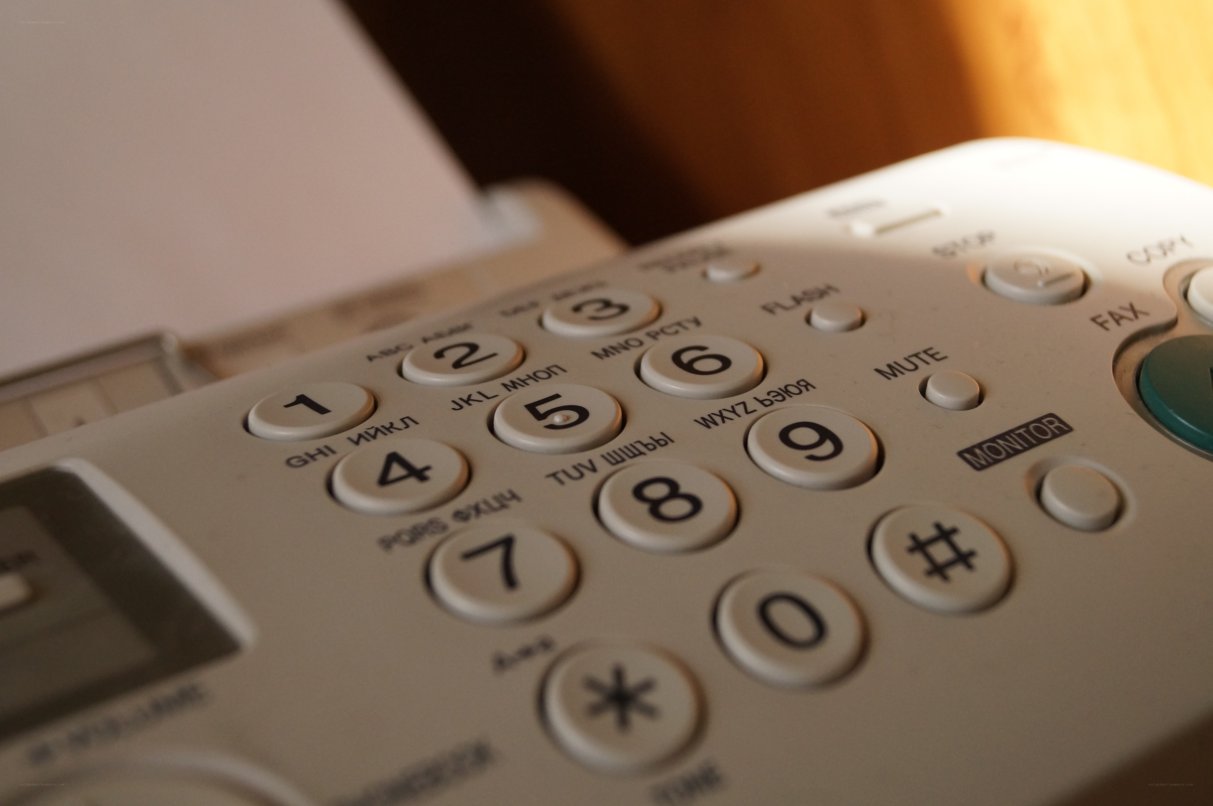 close-up of a fax machine keypad