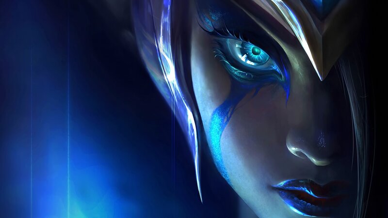 Close-up of a Female Face — Blue