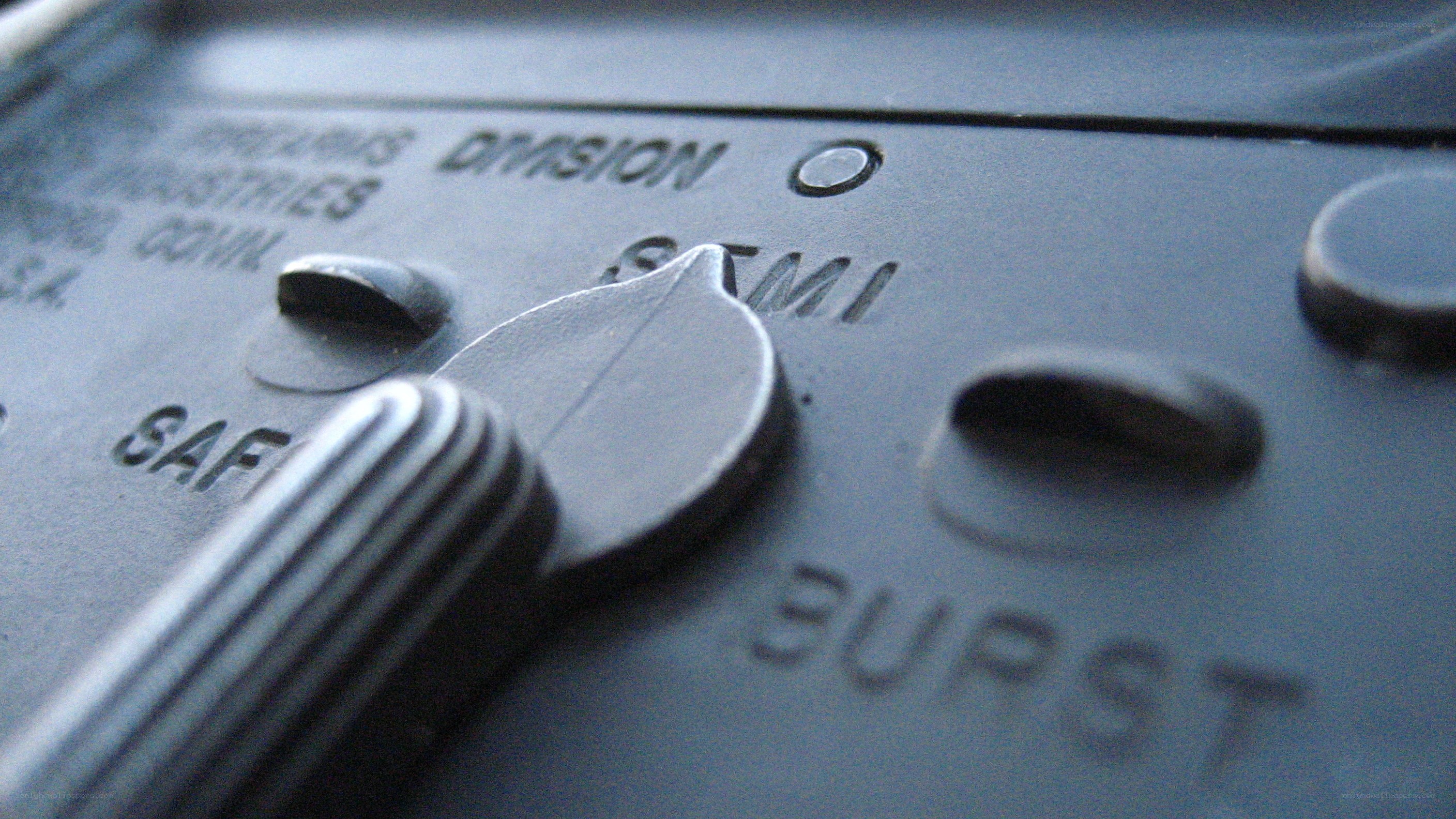 close-up of a firearm selector switch