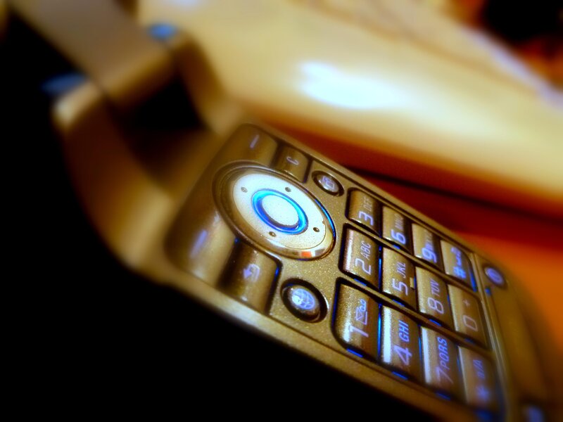 Close-up of a flip phone keypad