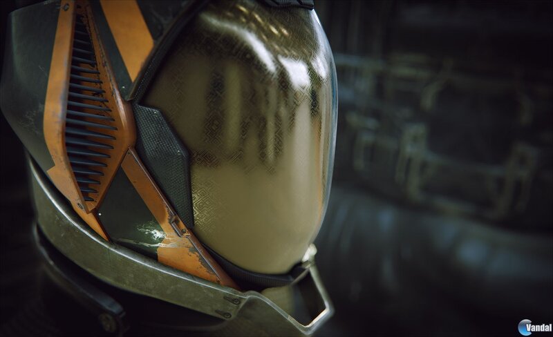 close-up of a futuristic helmet
