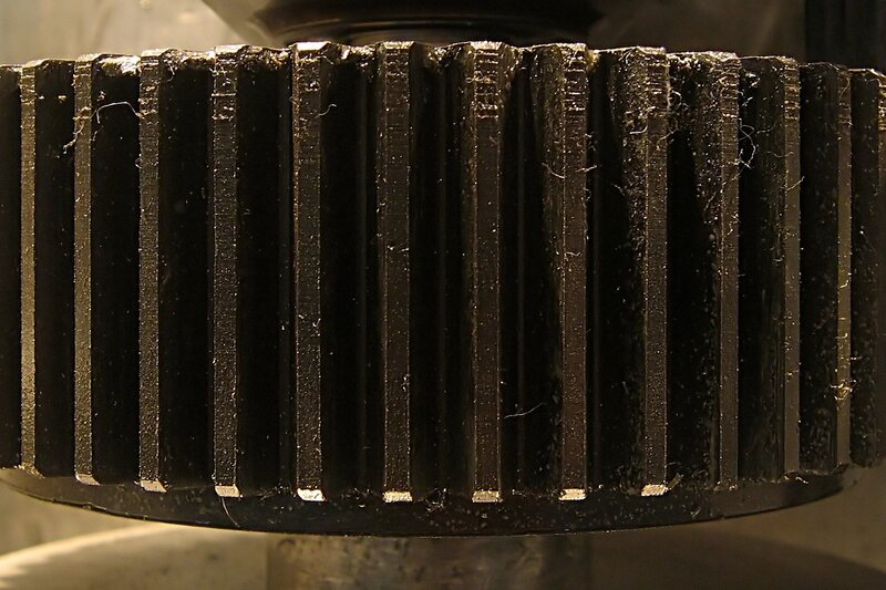 close-up of a gear tooth