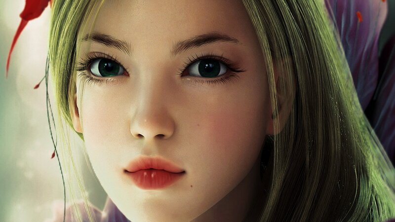 Close-up of a Girl — Green, Calm