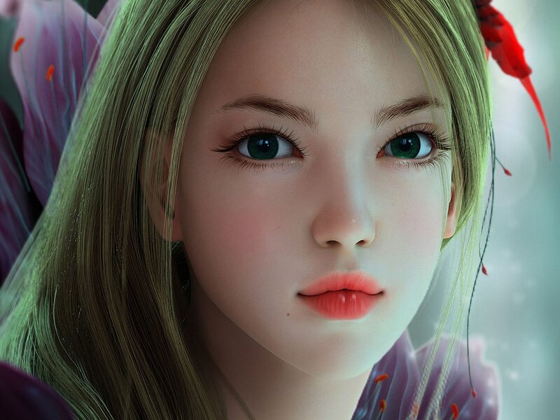Close-up of a Girl — Green, Serene