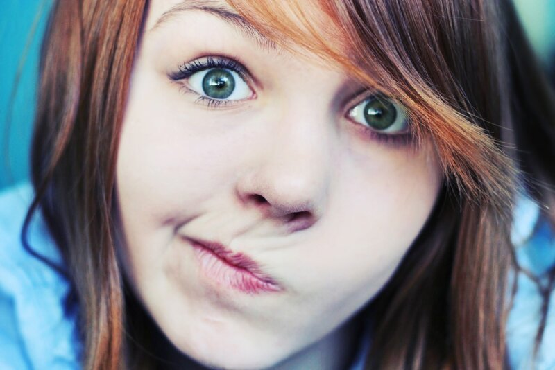 close-up of a girl making a face
