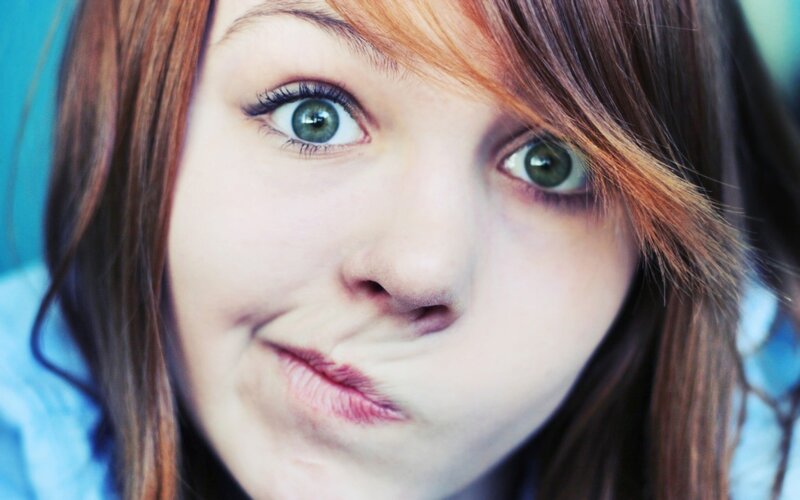 close-up of a girl making a face