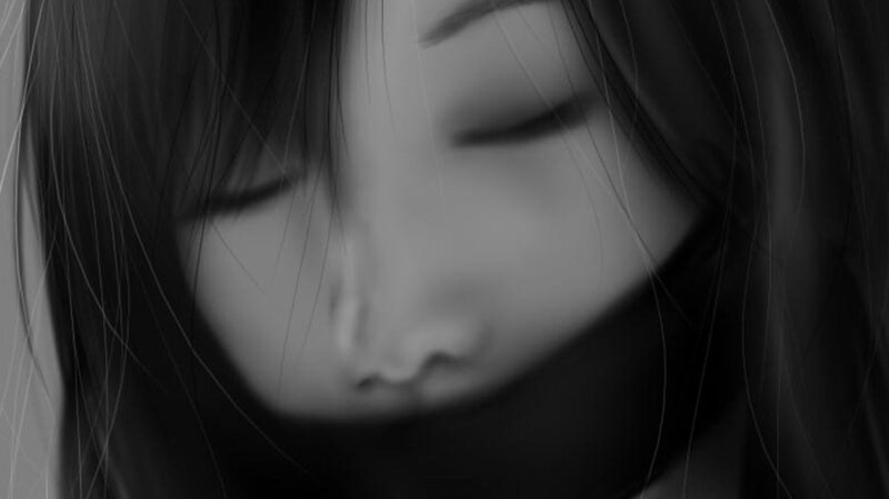Close-up of a Girl's Face — Black, Calm
