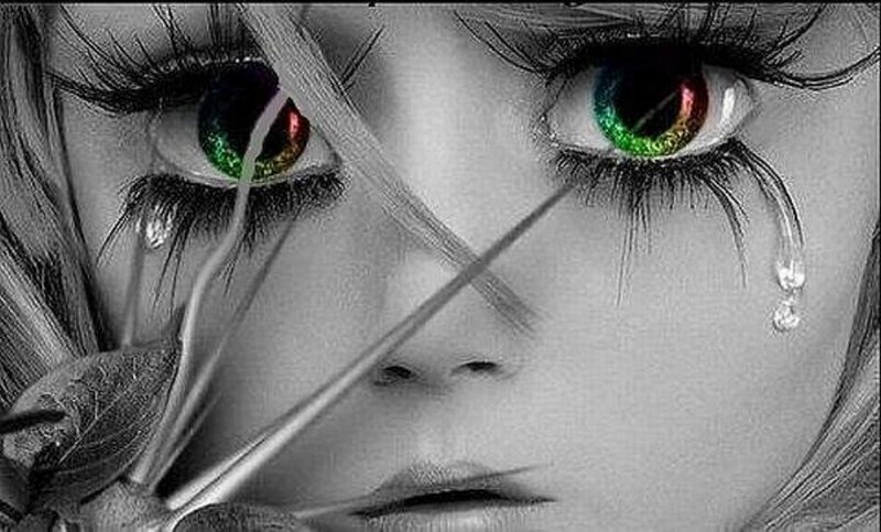 Close-up of a Girl's Face — Black, Dramatic