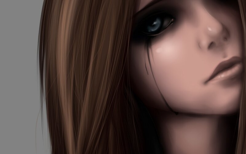 Close-up of a Girl's Face — Brown, Dramatic