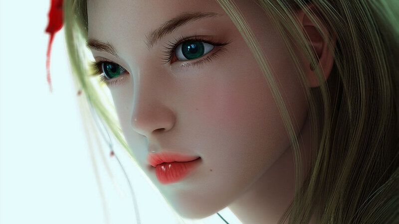 Close-up of a Girl's Face — Green, Calm