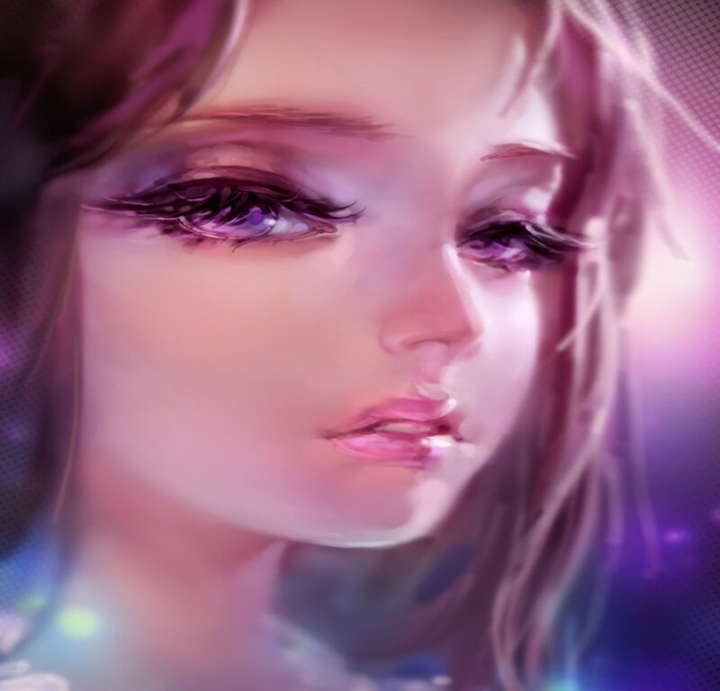 Close-up of a Girl's Face — Purple, Dreamy