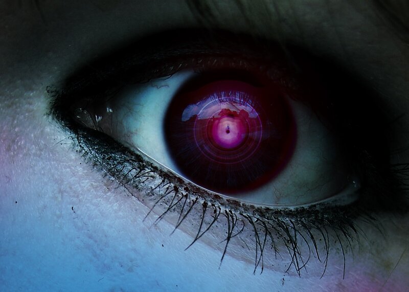 close-up of a glowing eye