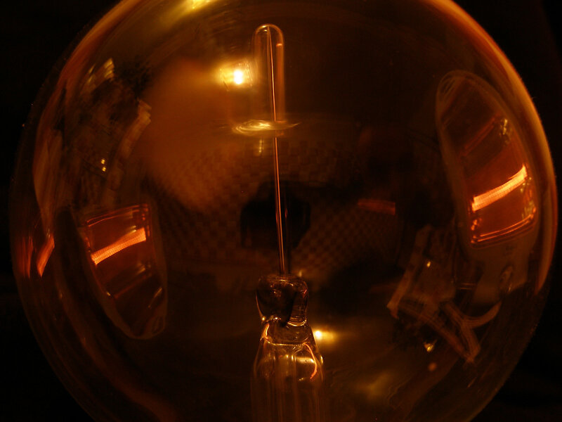 Close-up of a glowing light bulb