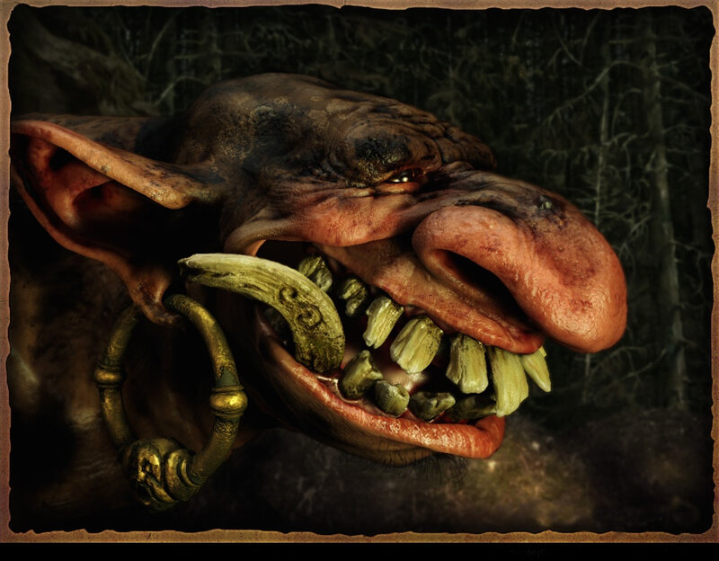 close-up of a goblin's face