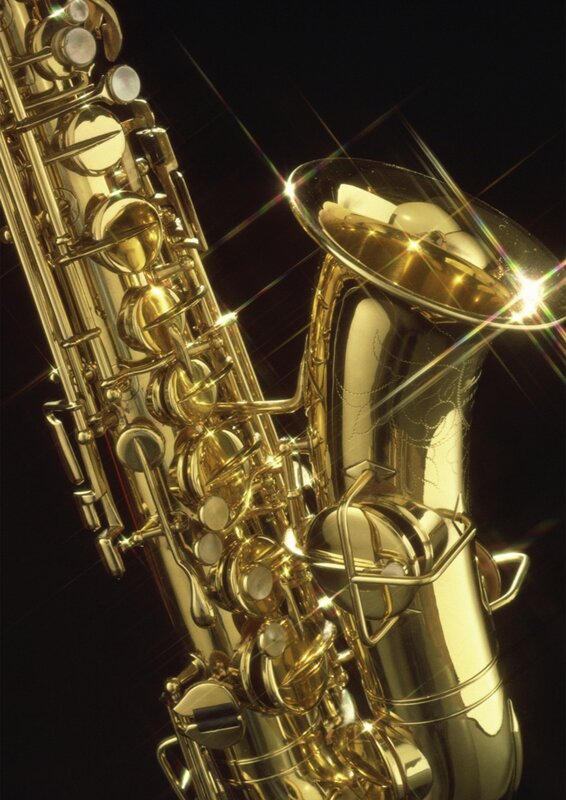 Close-up of a golden saxophone