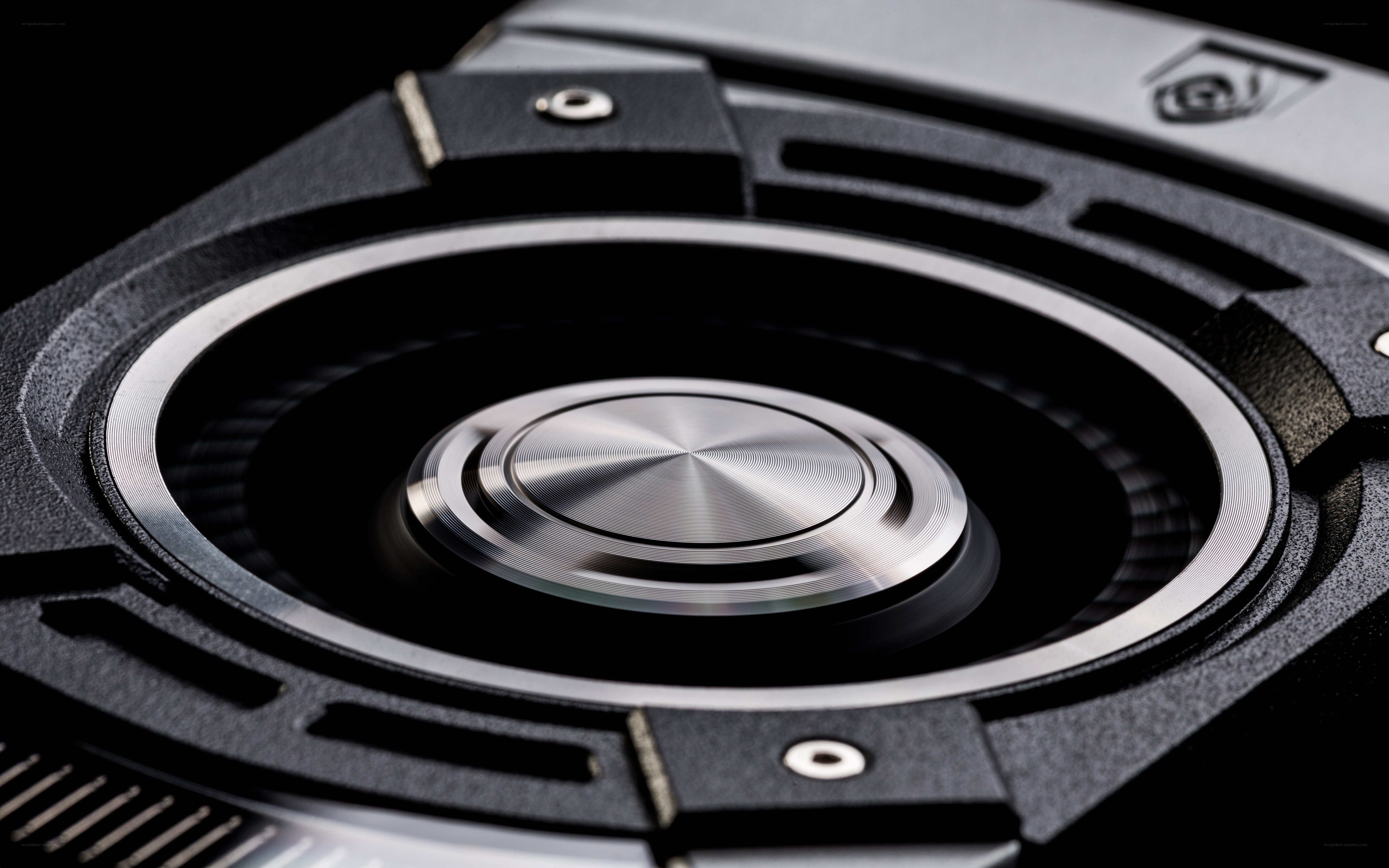 Close-up of a graphics card fan