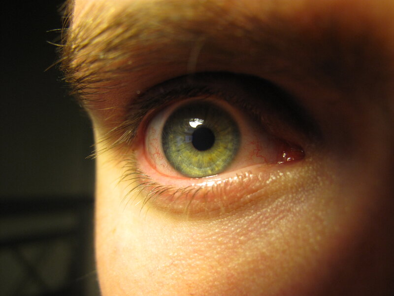 close-up of a green eye