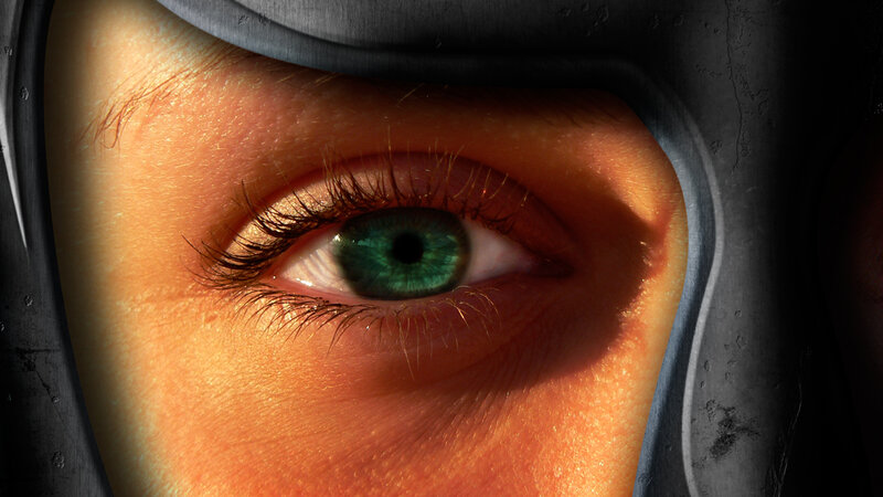 close-up of a green eye