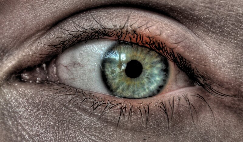 close-up of a green eye