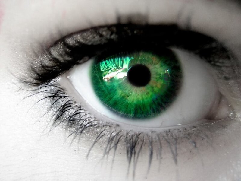 close-up of a green eye