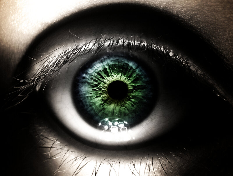 close-up of a green eye