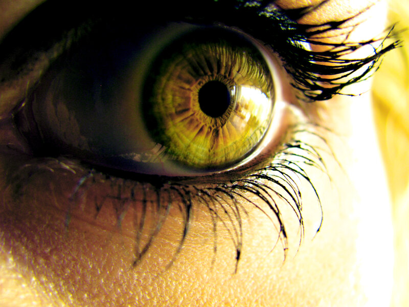 close-up of a green eye